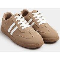 Yours Extra Wide Fit Retro Stripe Trainer - Brown