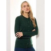 Long Tall Sally Crew Neck Cardigan - Dark Green