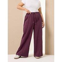 Yours Curve Wide Leg Jogger - Burgundy Red
