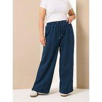 Yours Curve Wide Leg Jogger - Blue