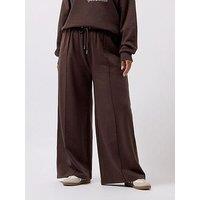Yours Curve Wide Leg Joggers - Brown