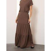 Long Tall Sally Tall Textured Tiered Maxi Skirt - Brown