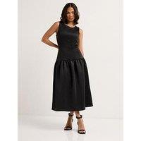 Pixiegirl Petite Drop Waist Mini Scuba Dress - Black