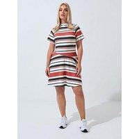Yours Curve Stripe Mini Swing Dress - White