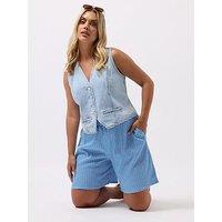 Yours Curve Gingham Shorts - Blue