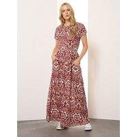 Long Tall Sally Tall Floral Shirred Waist Maxi Dress - Red