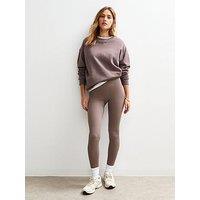 New Look Mink Seamless Ribbed Jersey Leggings - Grey