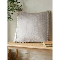 Catherine Lansfield Velvet And Faux Fur Cushion 55X55