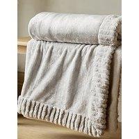 Catherine Lansfield Velvet & Faux Fur Throw - Blush