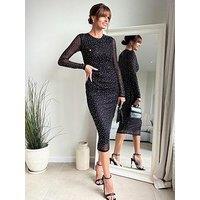 Style Cheat Louise Hotfix Jersey Dress - Black