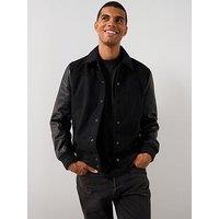 Allsaints All Saints Endleton Mixed Media Bomber Jacket - Black
