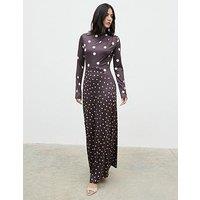 Pretty Lavish Delilah Asymmetric Striped Maxi Jersey Dress - Brown