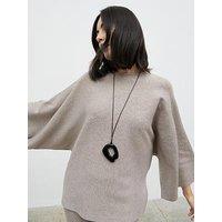 Pretty Lavish Aurelie Drape Sleeve Jumper - Beige