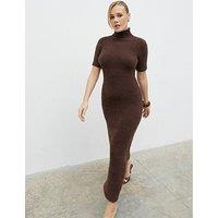 Pretty Lavish Belisse Short Sleeve Knit Midaxi Dress - Brown