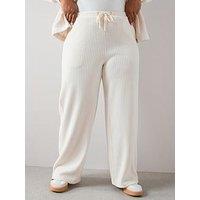 The Very Collection Curve Velour Rib Wide Leg Trouser - Cream