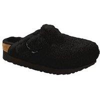 Birkenstock Boston Big Buckle Platform Fur Black