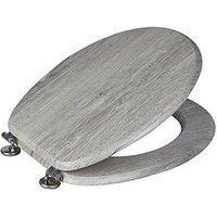 Showerdrape Oxford Toilet Seat Antique Pine / Chrome (Stainless Steel Hinges)