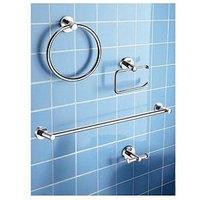 Showerdrape Modernity Chrome 4Pc Set (Toilet Roll Holder, Towel Ring, Robe Hook, Towel Rail)