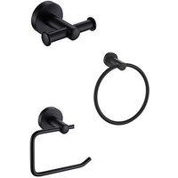 Showerdrape Modernity Black 3Pc Set (Toilet Roll Holder, Towel Ring, Robe Hook)