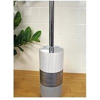 Showerdrape Luxe Grey & White Toilet Brush & Holder