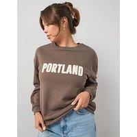 V By Very Curve Slogan Longline Sweat - Brown