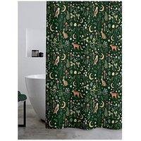 Catherine Lansfield Enchanted Twilight Shower Curtain- Forest Green