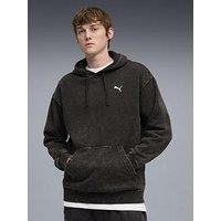Puma Mens Essentials Elevated Relaxed Wash Hoodie Fleece - Black