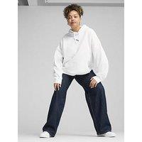 Puma Womens Essentials Oversized Hoodie Fleece - White