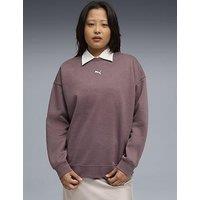 Puma Womens Essentials Oversized Crew Fleece - Red