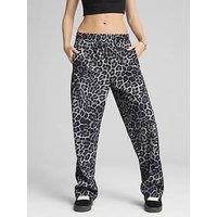 Puma T7 Leo Luxe All Over Print Straight Pants - Black/Grey