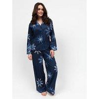 Cyberjammies Frosty Navy Snowflake Print Pyjama Set - Blue