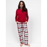 Cyberjammies Blaze Red Slouch Jersey Top & Check Pyjama Set - Red