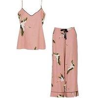 Cyberjammies Crane Bird Print Cami Pyjama Set - Bonnie Pink