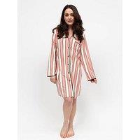 Cyberjammies Stripe Printed Jersey Long Sleeve Night Shirt - Bonnie Pink