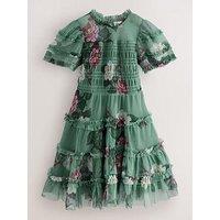 Laura Ashley Kids Floral Lace Dress - Green