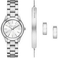 Michael Kors Women'S Slim Runway Three-Hand Stainless Steel Watch Gift Set, Mk7563Set