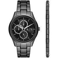 Armani Exchange Men'S Multifunction, Stainless Steel Watch And Bracelet Set, Ax7154 - Black