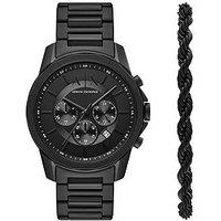 Armani Exchange Men'S Chronograph Stainless Steel Watch And Bracelet Set, Ax7163 - Black