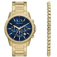 Armani Exchange Men'S Chronograph Stainless Steel Watch And Bracelet Set Ax7151 - Gold