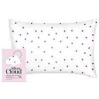 Silver Cloud Heart Print Satin Pillowcase Infused With Silver Ions