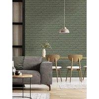 Fine Decor Painted Brick Wallpaper - Sage