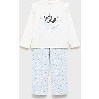 Mango Younger Girls Panda Long Sleeve Pyjamas - Light Cream