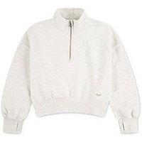 Abercrombie & Fitch Girls Essential 1/4 Zip Pullover Sweatshirt - Oatmeal