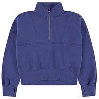 Abercrombie & Fitch Girls Essential 1/4 Zip Pullover Sweatshirt - Blue
