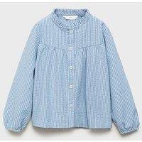 Mango Younger Girls Stripe Co-Ord Blouse - Blue