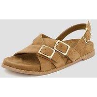 The Very Collection Double Buckle Footbed Sandal - Brown