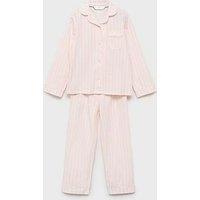 Mango Girls Long Sleeve Stripe Pyjamas - Light Pink