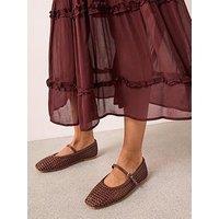 The Very Collection Square Toe Woven Ballet Flat - Chocolate