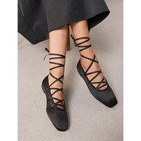 The Very Collection Ghillie Ballet Flat Shoe - Black