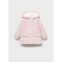 Mango Younger Girls Faux Fur Lined Raincoat - Light Pink